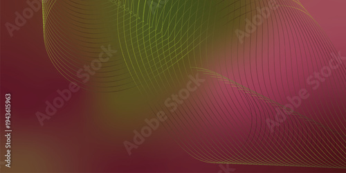 Abstract Olive and LightCoral light trails flowing gracefully over a deep dark space with glittering particle dust, advanced digital technology theme, vector illustration.