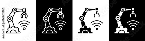 industry 4.0 white icon set design