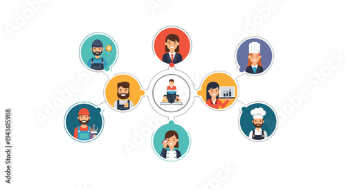 Infographic showing various professional career paths like chef and builder connected to a central student icon for education.