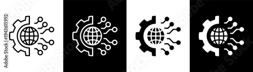 digitalization white icon set design