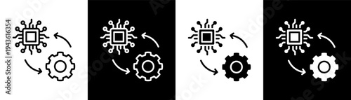 Interconnecte white icon set design
