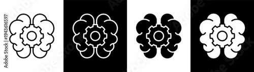 Deep Learning white icon set design