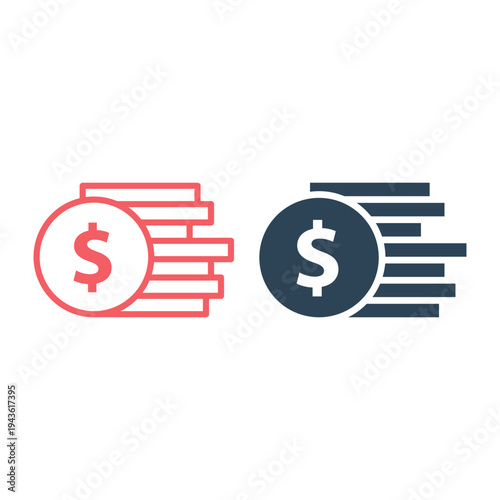 Money vector icons set. Dollar signage
