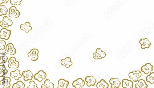 Popcorn background Pattern. Handdrawn Snack Illustration. Buttery Kernel Shapes. Repeating Food Background. Packaging Textile Design.