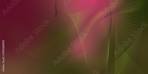 Abstract Olive and LightCoral light trails flowing gracefully over a deep dark space with glittering particle dust, advanced digital technology theme, vector illustration.