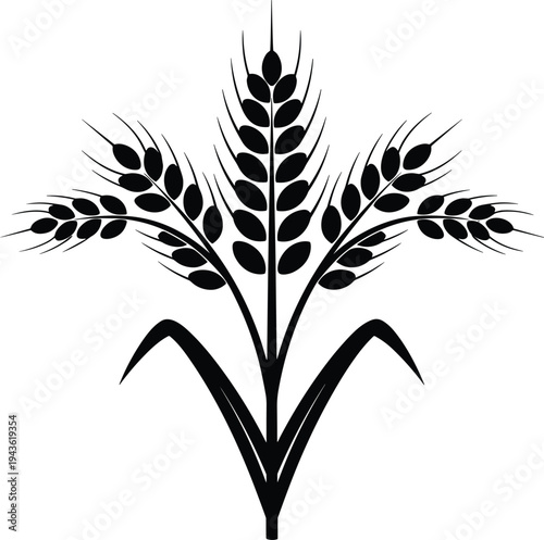 Wheat plant silhouette icon cereal crop agriculture grain ear farming harvest symbol black wheat vector illustration isolated design element
