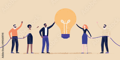 Team celebrates a bright idea crossing a finish line together