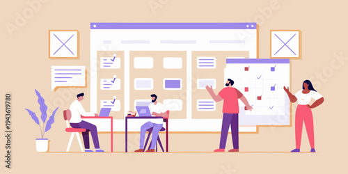 Team collaborating on website design and user interface planning