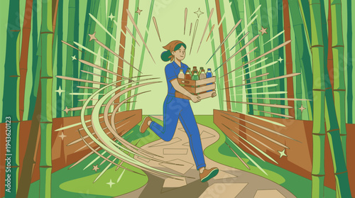 Farmer Harvesting Crops in Greenhouse Environment.