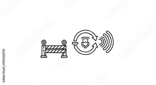 Security Barrier and Wireless Signal Protection Icon.