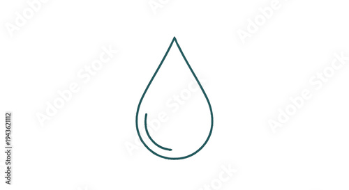 Simple Line Art Droplet Icon Represents Water Purity.