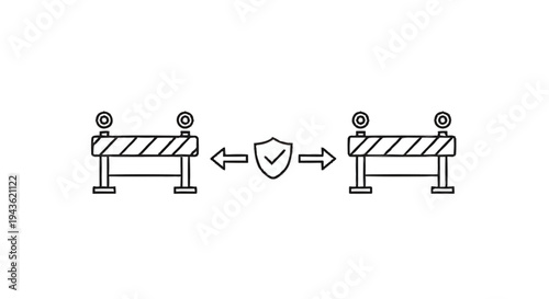 Security Barrier Protection Shield Between Two Roadblocks.