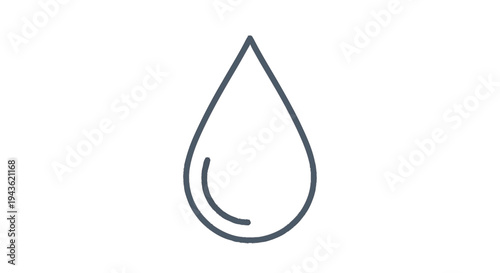 Simple Line Art Droplet Icon Symbolizing Water or Liquid.