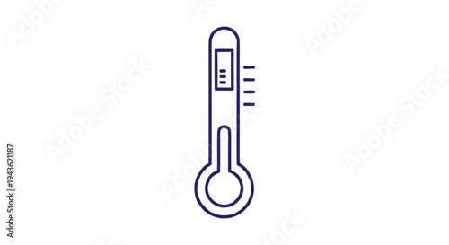 Simple Line Art Icon of a Thermometer Measuring Temperature.