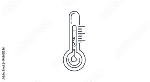 Simple Line Art Illustration of a Thermometer.