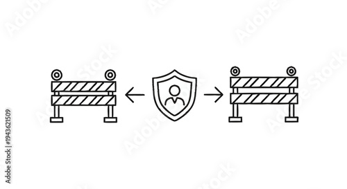 Security Barrier Protection Shield Person Icon.