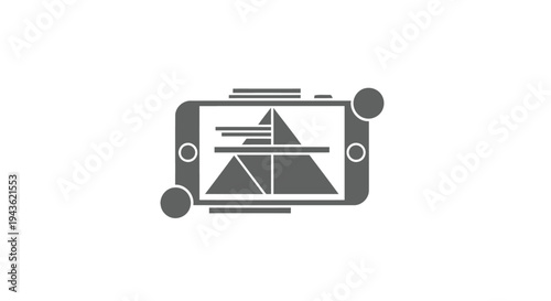 Smartphone displaying augmented reality geometric shapes and lines.