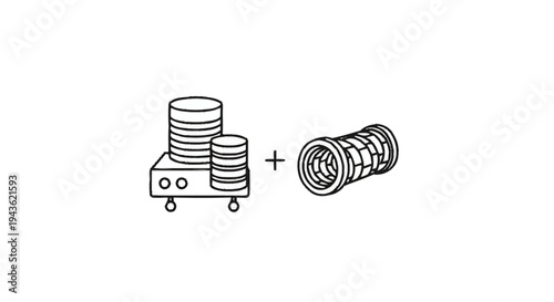 Stacked Coins and Industrial Pipe Connection.