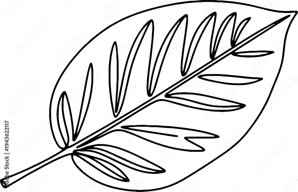 Obraz premium Leaf Trees Line Art Botanical Nature Outline Vector