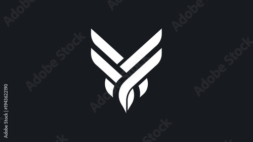 Stylized abstract white falcon wings logo design.