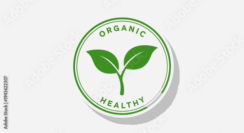 Green leaf logo with circle frame.