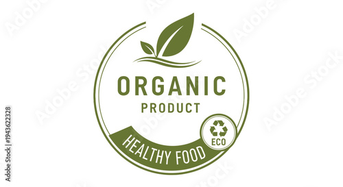 Organic product healthy food logo.