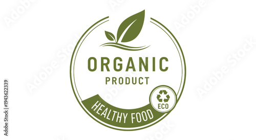 Organic product healthy food logo.