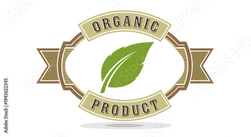 Organic product green leaf logo.