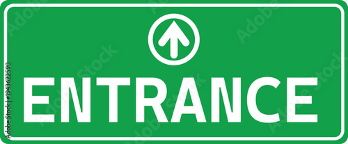 Green entrance board arrow sign. Emergency entrance symbol. Safe condition logo. Public information label. flat style.