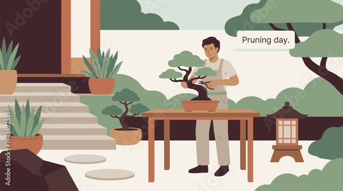 Person Pruning Tree in Garden During Daylight.