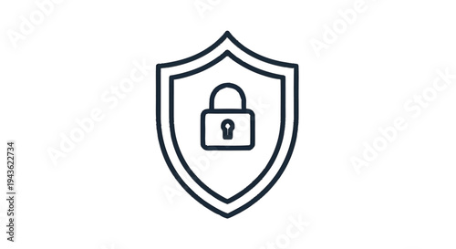 Security Shield with Padlock Icon Symbolizing Protection.