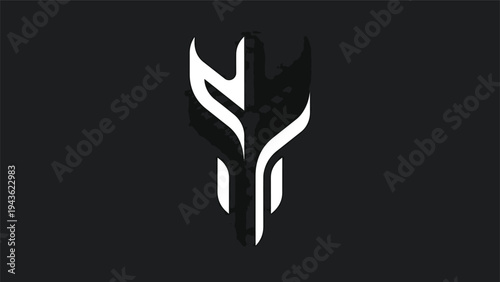 Stylized abstract wolf head logo design.