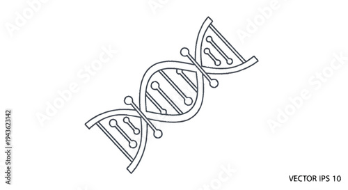Stylized black and white illustration of a DNA double helix structure.