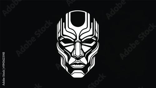 Stylized Futuristic Mask with Intricate Geometric Patterns.