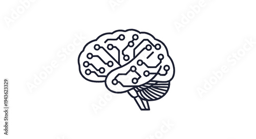 Stylized Brain Icon Representing Artificial Intelligence and Neural Networks.