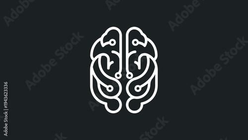 Stylized Brain Icon Representing Artificial Intelligence and Technology.