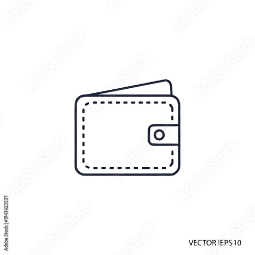 Simple Line Art Icon of a Wallet.