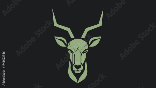 Stylized Geometric Antelope Head with Majestic Horns.