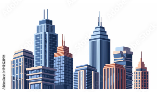 Corporate skyscraper architecture composition abstract business city background vector