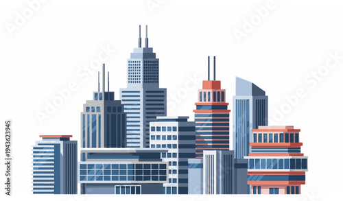 Corporate skyscraper architecture composition abstract business city background vector