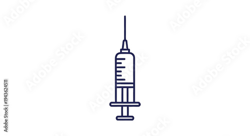 Simple Line Art Syringe Icon Medical Tool Illustration.