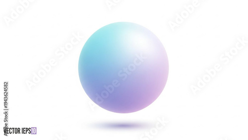 Iridescent pastel sphere with gradient colors floating on white background
