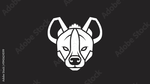 Stylized Geometric Hyena Head Logo Design White.