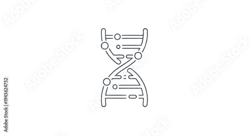 Stylized DNA Double Helix Structure Outline Icon.