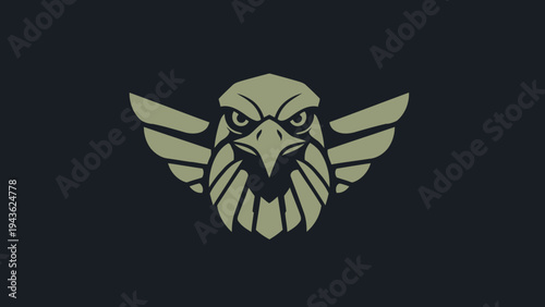 Stylized Eagle Head Emblem with Wings.