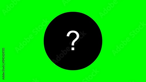 Question mark icon animation on green screen background