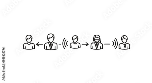 Social Distancing Concept with People Icons and Communication Waves.
