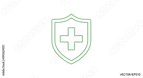 Shield with Medical Cross Symbol for Healthcare Protection.