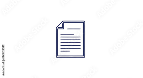 Simple Outline Icon of a Document with Text Lines.