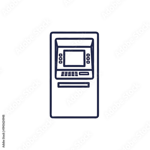 Simple Line Art Icon of an Automated Teller Machine.